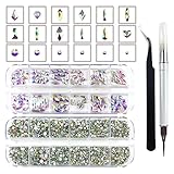 2640 Pcs Nail Art Rhinestones - Flat Back Multi-Shaped & Round,Crystals for Face Gems, Nail Art, Cra