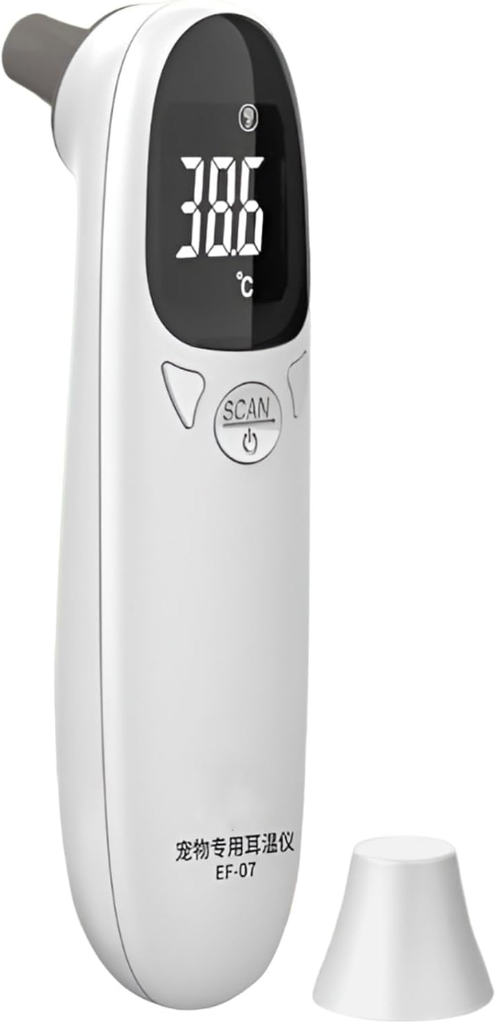 Cat Ear Thermometer - Digital Pet Temperature Reader, LED Display Health Monitor | Smart Feline Thermal Scanner Accurate Reading Device, Rechargeable Temperature Measuring Tool for Kittens