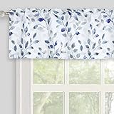 Inselnwald Valance for Windows Watercolor Leaves Print Rod Pocket for Kitchen 52 x 14 Inches, Blue/Gray