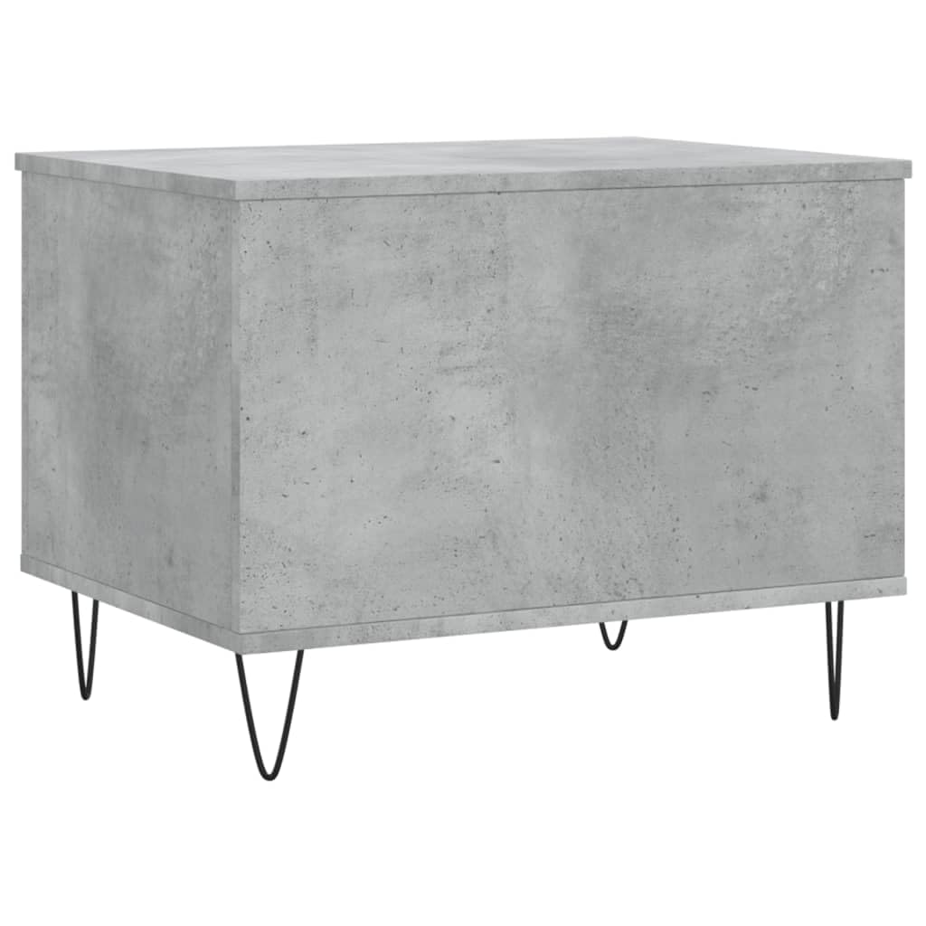 Tavolino Salotto Moderno Grigio Cemento 60x44,5x45 cm in Legno Multistrato con Gambe in Metallo, Design Salvaspazio per soggiorno camera da letto ufficio con ripiano contenitore e superficie