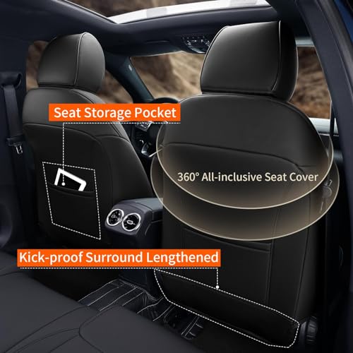Image of AOMSAZTO Custom Fit Seat Cover for Nissan Rogue Regular(Not for Hybrid &Sport) 2014 2015 2016 2017 2018 2019 2020 Full Set Faux Leather Rogue Seat Cover Protector Black