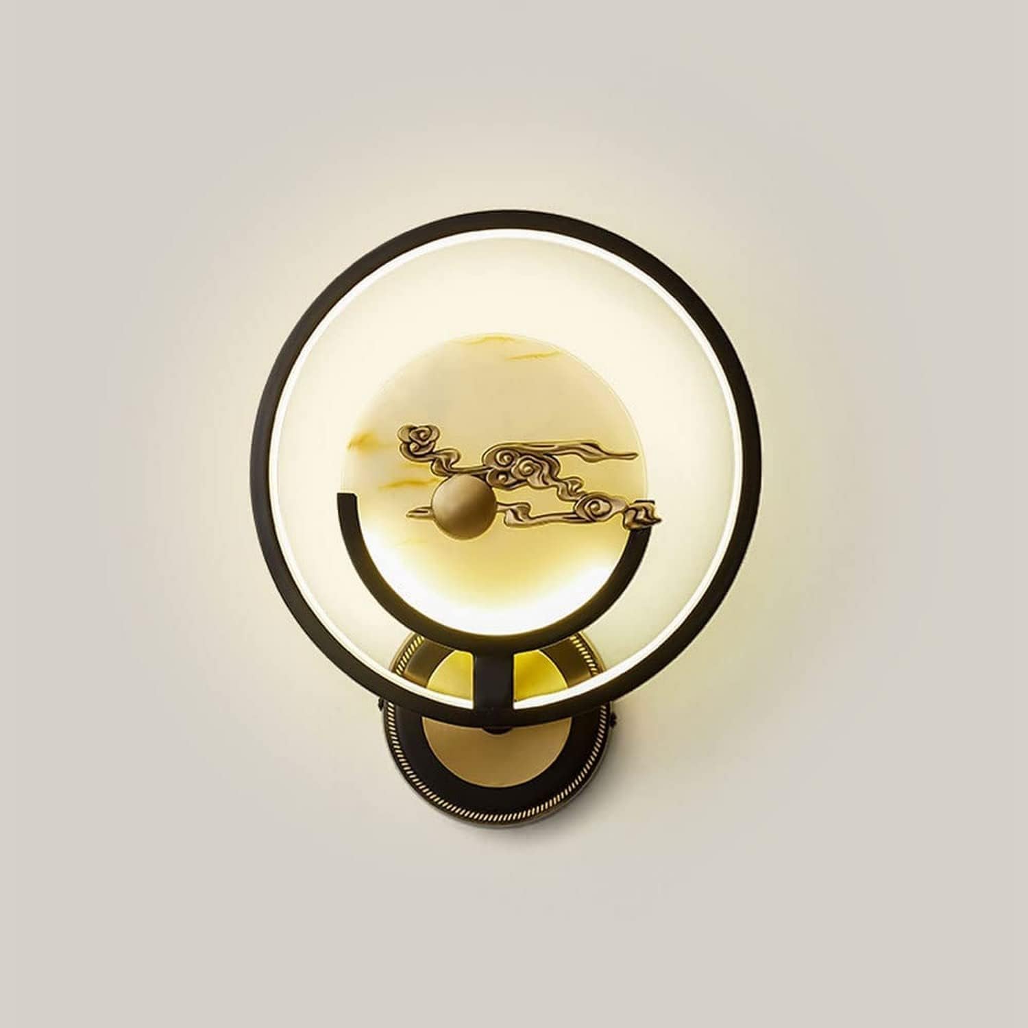 JYBNBBE Wall Light Simple Brushed Brass Circular Lamps Modern Marble LED Sconce Study Living Room Hallway Lighting Bedroom Indoor Bedside Decor Lamp,Chandelier
