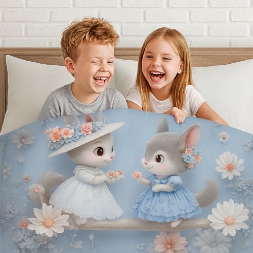 Image of King Size 7D Digital Print Bedsheet - 350 TC Cotton, Kids Friendly Design, Soft & Breathable 180 GSM Fabric, Machine Washable, Gift-Ready Packaging. (108x108 Inches). (Bunny)