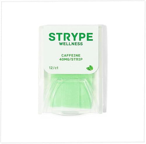 Strype Energy Strips  Tiras de energía instantánea  80 mg de cafeína por porción  Cero calorías  Cero azúcar  Menta de aliento  Portátil  12 tiras