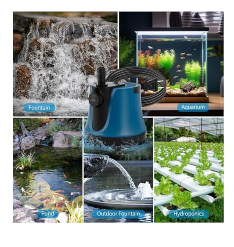Image of Asian Pumps 120W Submersible Pump with Flow Control, Aquarium Fountain Pump, Ultra Quiet Water Pump for Pool, Fish Tank, Pond, Hydroponics, Ultra-low Water Level with High Lift 12Ft (3000L /hr) 220V