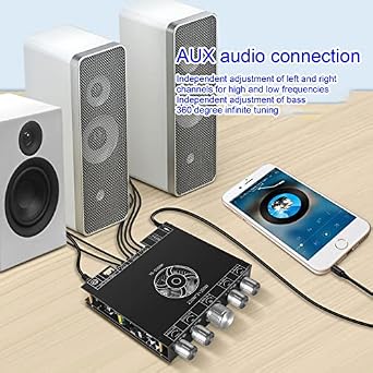 S350H 220Wx2 350W 2.1 Channel Bluetooth Power Amplifier Board, DC 18V38V Bluetooth Speaker with Treble and Bass Control, Audio Amplifier Module for Store, Home, Theater