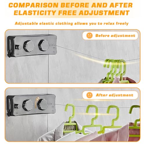 Image of HASTHIP 16.7Ft Retractable Clothesline, Dual Row Clothes Wires Design, Indoor /Outdoor Wall Mounted Telescopic Laundry Line Clothes Drying Line, Release to Retract, Adjustable Wire Tension,Black