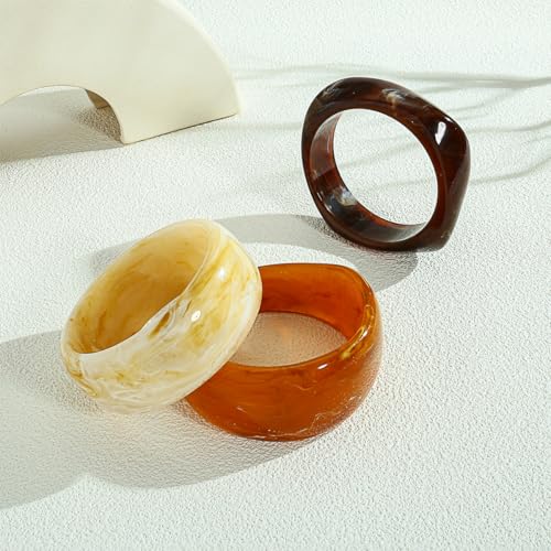 LILIE&WHITE 3 PCS Acrylic Resin Bracelet For Women Trendy Chunky Bangle Bracelets Fashion Colorful Bracelet Jewelry Gift4