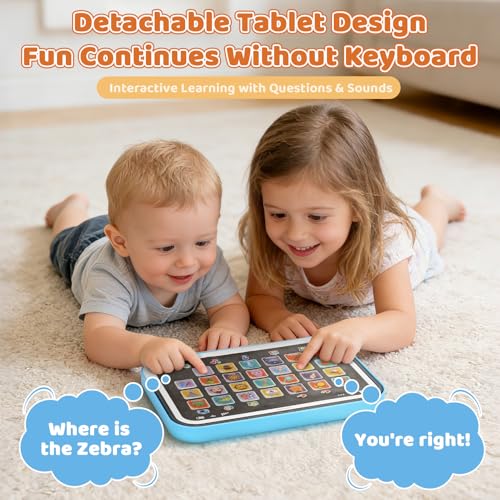 Dreamon Kids Laptop Toy Laptop Computer for Toddler Children Detachable Kids Tablet with Alphabet Music Lights Sounds Educational Montessori Toys for 12M+ 1 2 3 Years Old - Image 3