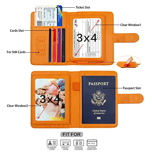 Image of Melsbrinna Rfid Passport Holder for Travel women /Men, Cute Passport Wallet Rfid Blocking Card Slots, Rfid Passport Cover /CaseTravel Wallet, Passport Book Holder (1, Orange)