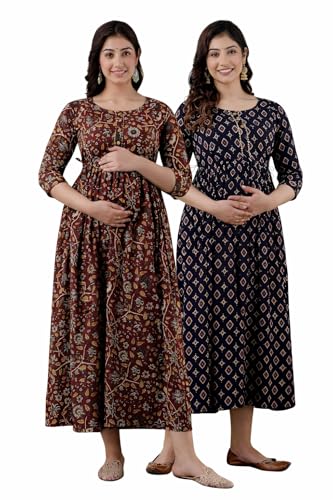 Image of Women's Maternity Kurti for Feeding Zippers |Easy Breastfeeding Kurti for Nursing Pre and Post Pregnancy (Combo of 2 Kurti)