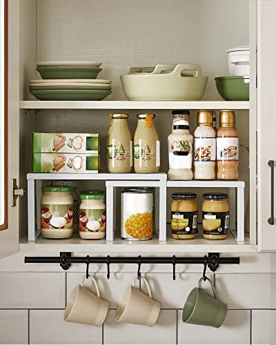 Miniatura 3 de Songmics Especiero, Estante Para Especias, Organizador Para Armarios, Para Mostradores, Elevador De Estantes, Apilable, Ampliable, Juego De 2 Estantes Metálicos Para Cocina, Blanco Kcs01wt