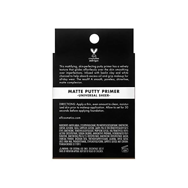 elf-Matte-Putty-Primer-Skin-Perfecting-Lightweight-Oil-free-formula-Mattifies-Absorbs-Excess-Oil-Fills-in-Pores-and-Fine-Lines-Soft-Matte-Finish-All-Day-Wear-074-Oz e.l.f. Matte Putty Primer, Skin Perfecting, Lightweight, Oil-free formula, Mattifies, Absorbs Excess Oil, Fills in Pores and Fine Lines, Soft, Matte Finish, All-Day Wear, 0.74 Oz