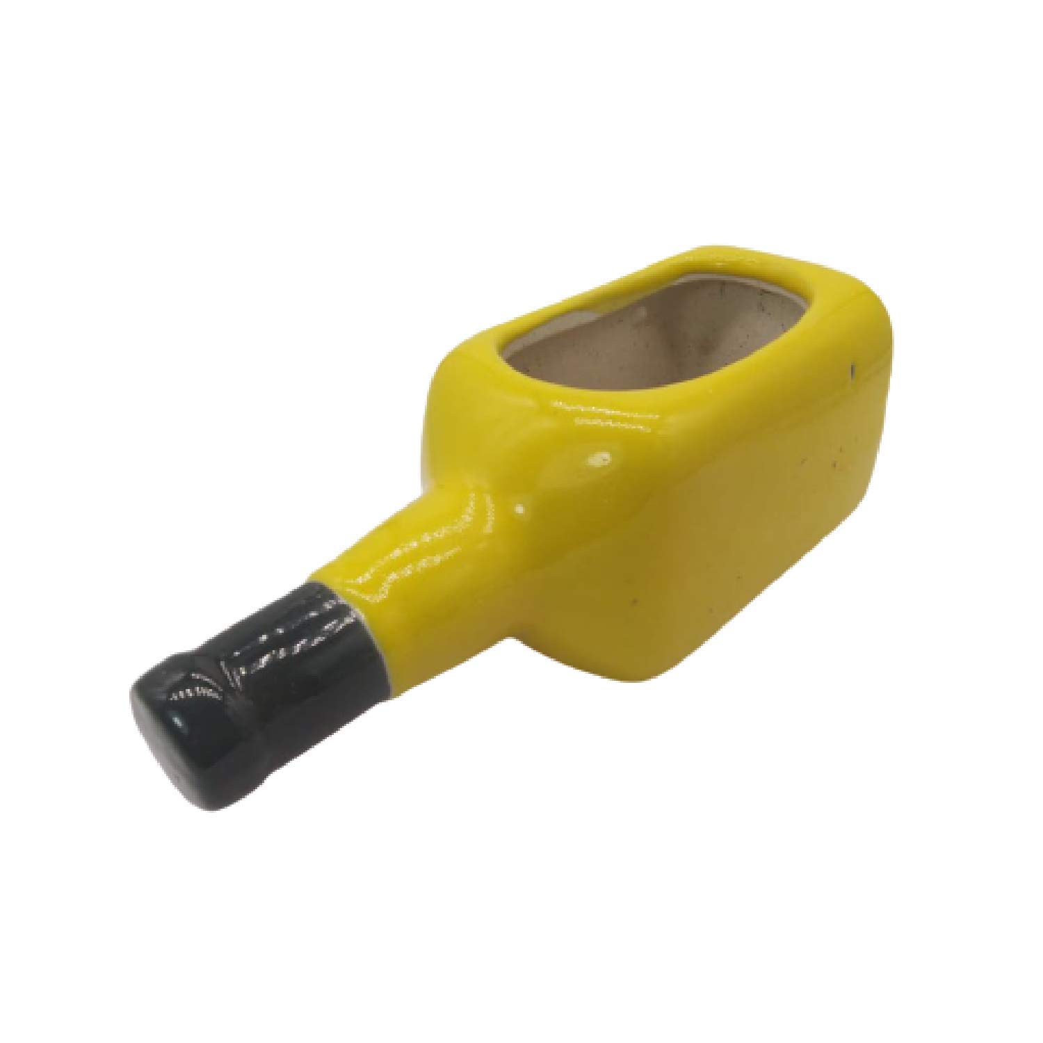 India Meets India Bottle Shaped Ceramic Planter Flower Pot Indoor Outdoor Planter Handicraft by Awarded Indian Artisan (Yellow)