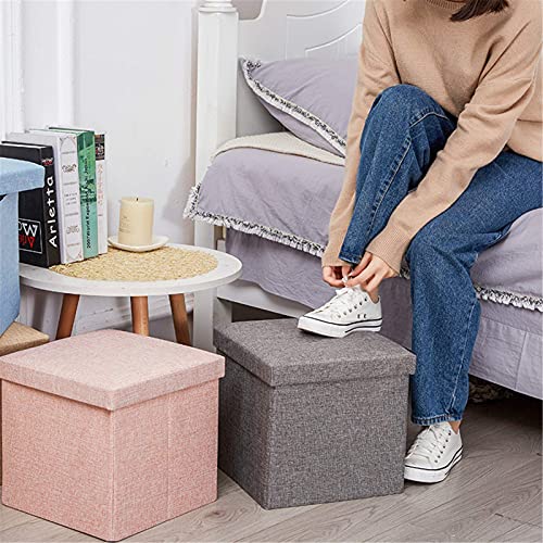 Repose-pieds tabouret de rangement pliable noir petit meuble d'appoint 30x30x30 cm décor