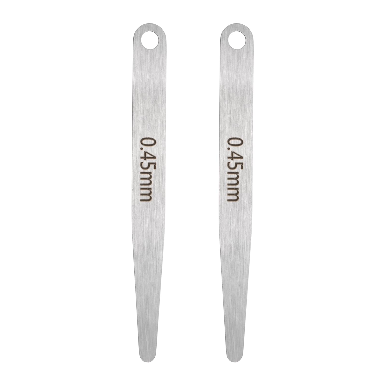 sourcing map 2pcs Metric Thickness Feeler Gauge 0.45mm Single Blade Oval Feeler Gauge 304 Stainless Steel Gap Measuring Tool for Repair Valve Guitar Spark Plug
