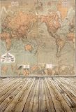AOFOTO 5x7ft Vintage World Map Photography Nostalgic Backgrounds Artistic Backdrops Retro Wooden Floors Adult Boy Man Younger Kid Baby Toddler Girl Portrait Photo Shoot Studio Props Video