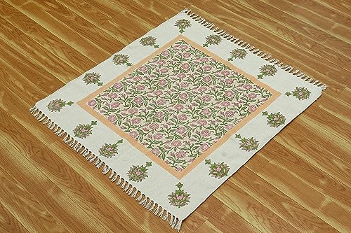 Tapis de chevet et table à manger floral en coton lavable - 5