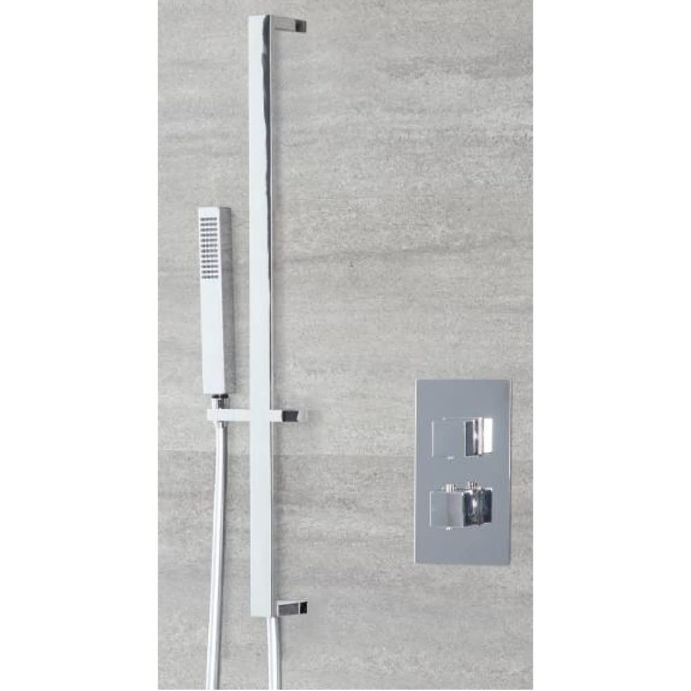 MILANO Thermostatic Mixer Valve Hand Shower Handset Riser Rail Chrome