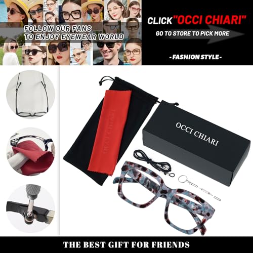 Image of OCCI CHIARI Large Reading Glasses Women Retro Reader 1.0 1.5 2.0 2.5 3.0 3.5 1.25 1.50 1.75 2.25 2.75 4.0 5.0 6.0