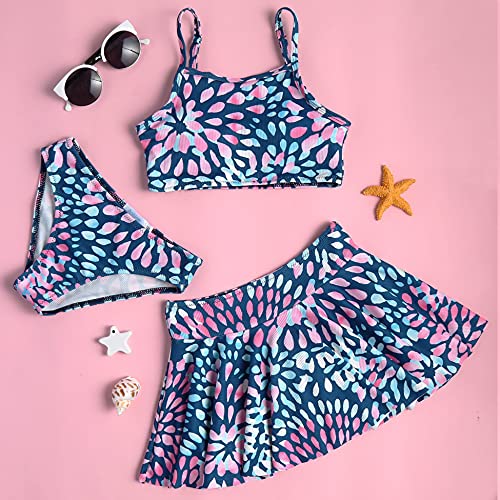 Image of Arshiner Girls 3 Piece Swimsuit for Teen Girl Tankini Swimsuits Bathing Suit Beach Bikini Swimwear with Skirt
