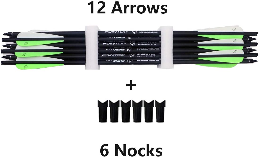 20inch Carbon Crossbow Bolts Crossbow Hunting Arrows with 4" Vanes and Replaced Arrowhead/Tip (12 Pack)