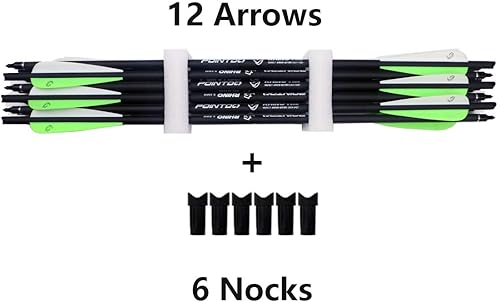 Miniatura 17 de Pernos de ballesta de carbono de 20 pulgadas, flechas de caza con paletas de 4 pulgadas y punta de flecha reemplazada (paquete de 12)