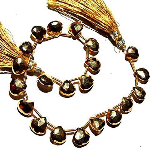Pyrite dorée mystique AAA perles coeurs facettées LKBEADS éclat d'exception