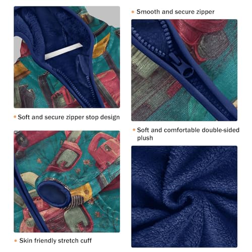 Colorful Chainsaw Print on Fabric Toddler Fleece Jacket Girl Boys Hooded Fleece Jacket Coat Warm Outwear Zip-up 3-10T3