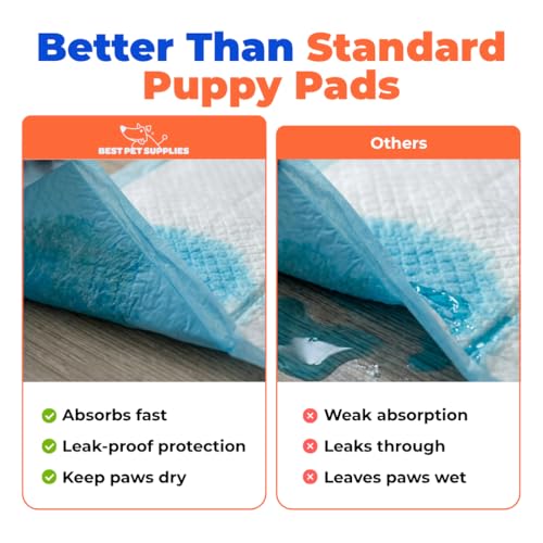 Image of Best Pet Supplies Puppy Pads (22.5 x 22 Inches) - Disposable, Dog Training Potty, Super Absorbent Baby Blue Puppy Pee Pads for Dogs (100 Count) (Pack of 3)