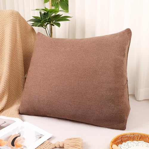 布団収納 クッション 布団収納袋 【大容量・省スペース・ポケット付き】 掛け布団 毛布 収納 背もたれ ヘッドボード 羽毛布団 マットレス クッションカバー 立てられる 無地 洗える (トライアングル型,キャラメルブラウン)