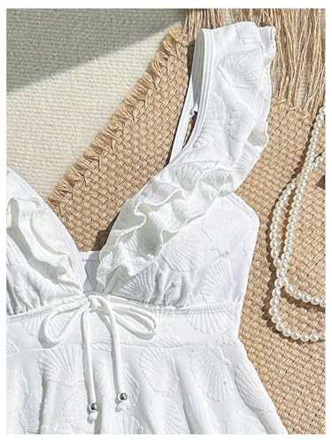 Women's 2 Piece Tummy Control Tankini Swimsuits Ruffle V Neck Tie Front Bathing Suit Swimwear4