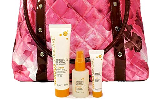 Vitamin C Serum for Face, Moisturizer SPF Cream & Eye Beauty Treatment TRIO w/Bonus Tote Bag Serious Skincare C3 Plasma Technology