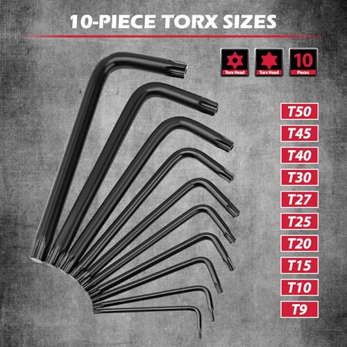 41-Piece Hex Key Allen Wrench Set, L Shape Hex and Torx Key Wrenches with Torque Handle | SAE(0.028"-3/8") | Metric(0.7mm-10mm) | Torx(T9-T50) in 3-Layer Storage Case, Heat Treated Cr-V Steel