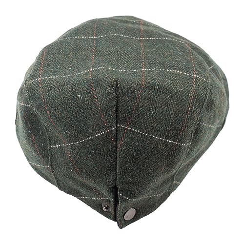 Image of The Tie Hub Wool Flat Cap for Men & Women | Adjustable Vintage Newsboy Gatsby Hat for Casual, Travel, Outdoor | Free Size Herringbone Ivy Style Cap