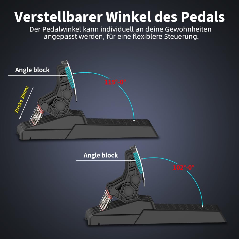 DOYO Racing Pedale PC Gaming Lenkrad 3-Pedal Set, Austauschbare Federn, Einstellbarer Bremswiderstand, Hall-Technologie