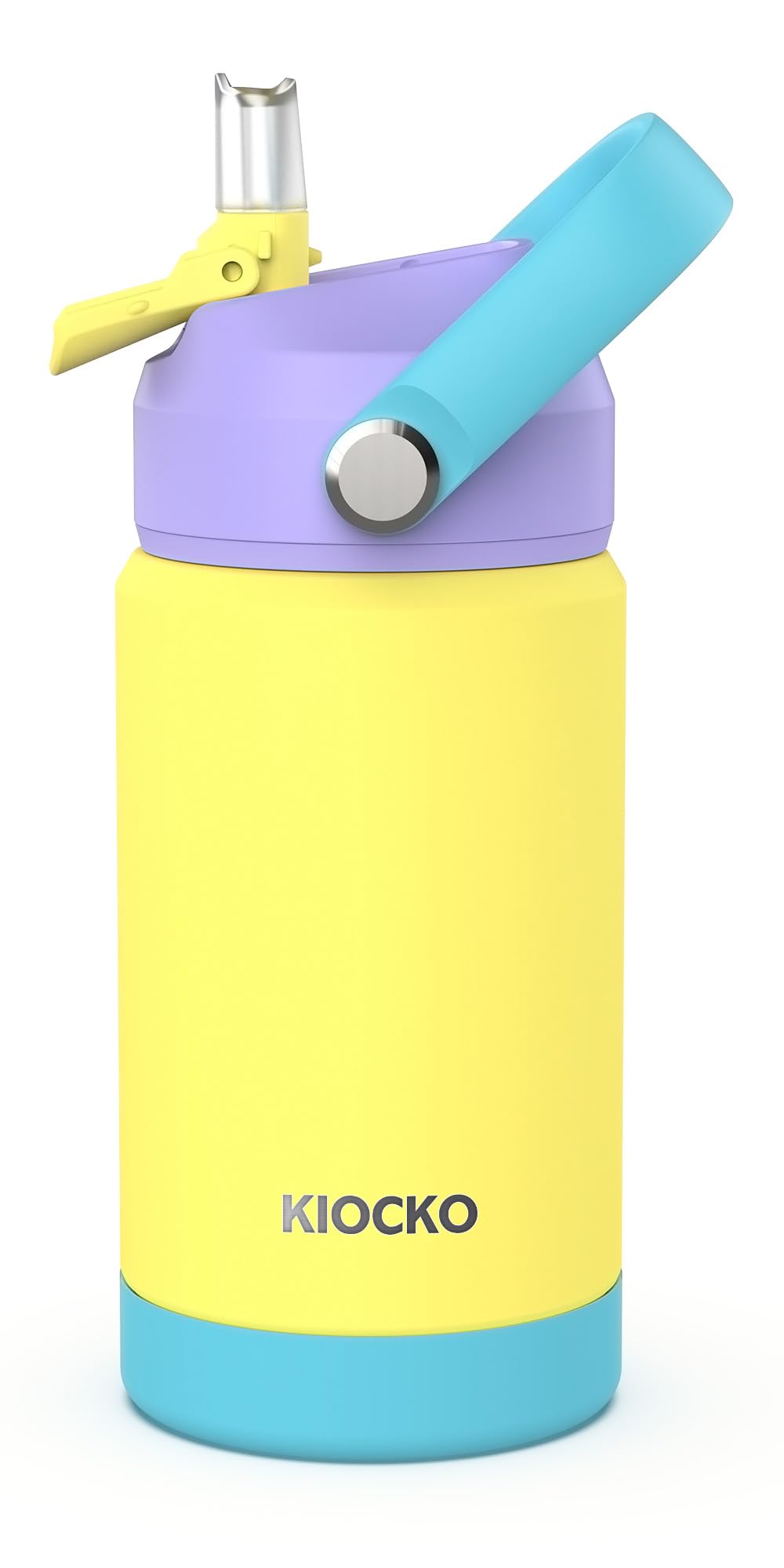 Kids Insulated Water Bottle with Straw,12oz Toddler Cups with Stainless Steel Leak Proof for School Boys Girls(Yellow-Mix)