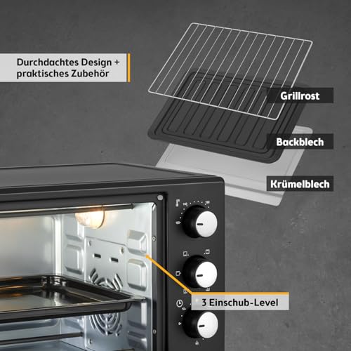 TZS First Austria - Mini-Backofen 20L, mit Umluft, platzsparend – Bild 5