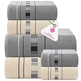 CONTENU : L'ensemble comprend 2 gants de toilette (33 x 33 cm), 2 serviettes de toilette (40 x 70 cm) et 2 serviettes de bain (70 x 140 cm).