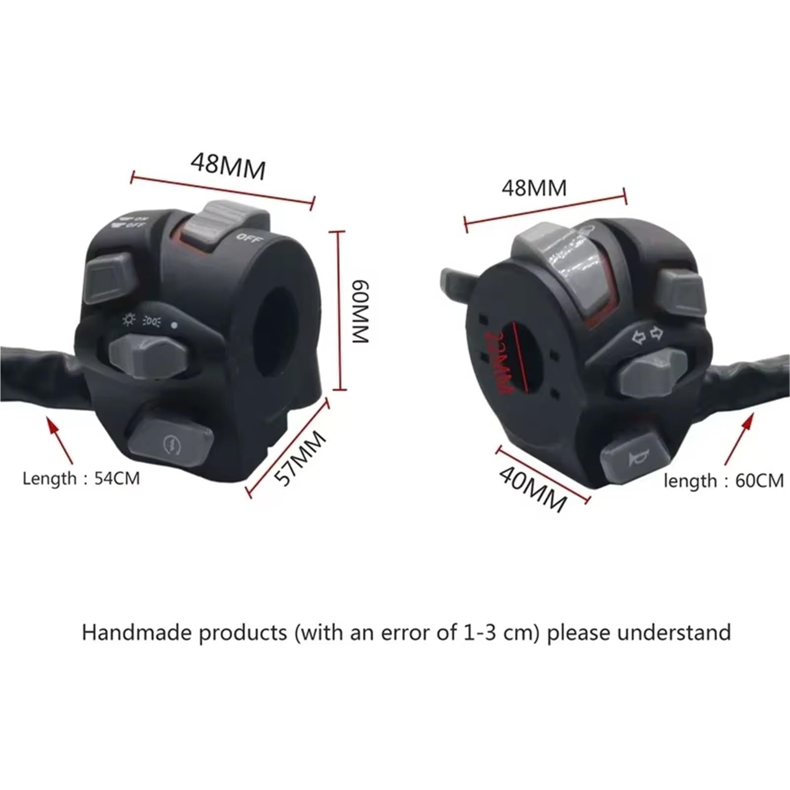 1set Lenker Motorrad Schalter Scheinwerfer Warnlicht Blinker Hupe Start Stop Taste Mit Licht Elektrische Fahrrad Schalter Zündung Schalter Lenker Lichtschalter(Red)