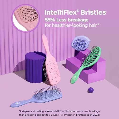 WetBrush Go Green Paddle Detangler for Thick Hair with Unique Cluster Patterns of Soft Intelliflex Bristles to Gently Separate the Thickest of Hair with Ease - Image 3