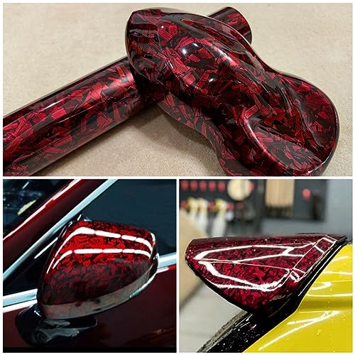 Image of LZLRUN Gloss Forged Carbon Fiber Self Adhesive Vinyl Wrap Film for Car Moto (Red, 1ft x 5ft)