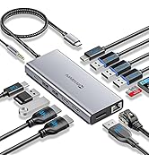 Minisopuru USB C Hub Dual HDMI Adapter,13 in 1 USB C Multiport Adapter for 2 Monitors, DP, 5 USB ...