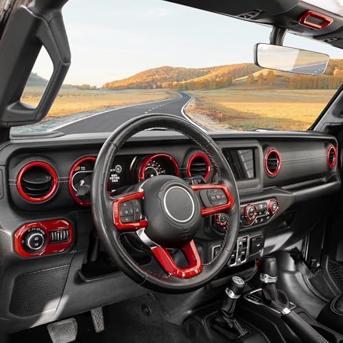 RT-TCZ for Wrangler JL Interior Accessories Red Trim Cover Kit for Jeep Wrangler JL JLU 2018-2023 AC Vent Trim Rings 20pcs Red by RT-TCZ - Image 7