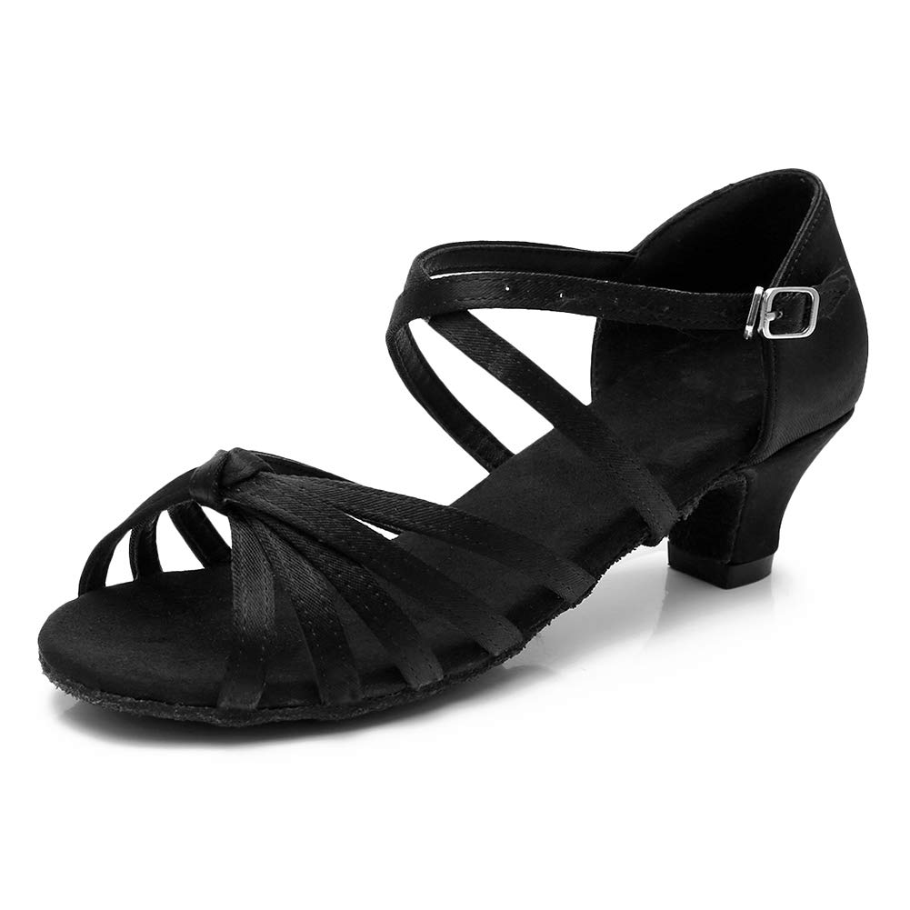 TINRYMX Girls&Women Latin Dance Shoes Silk Ballroom Salsa Tango Professional Performance Practice Dance Shoes,US 4.5