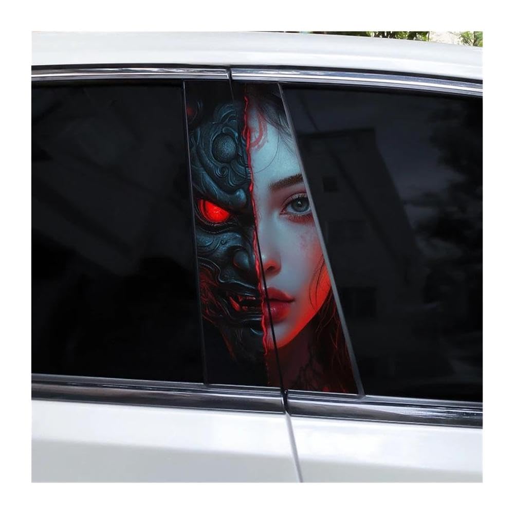 Decorative Items 2pcs Masks Female Samurai Car B-Pillar Waterproof Decal(C)