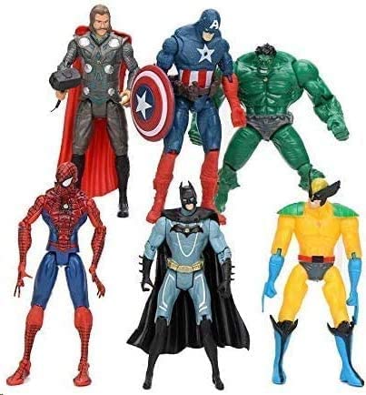New Set Superhero Action Figures - 6 PCS Action Figure Set - Batman, Superman, Hulk, Thor, Ironman, Captain America PVC Figure Toy Dolls