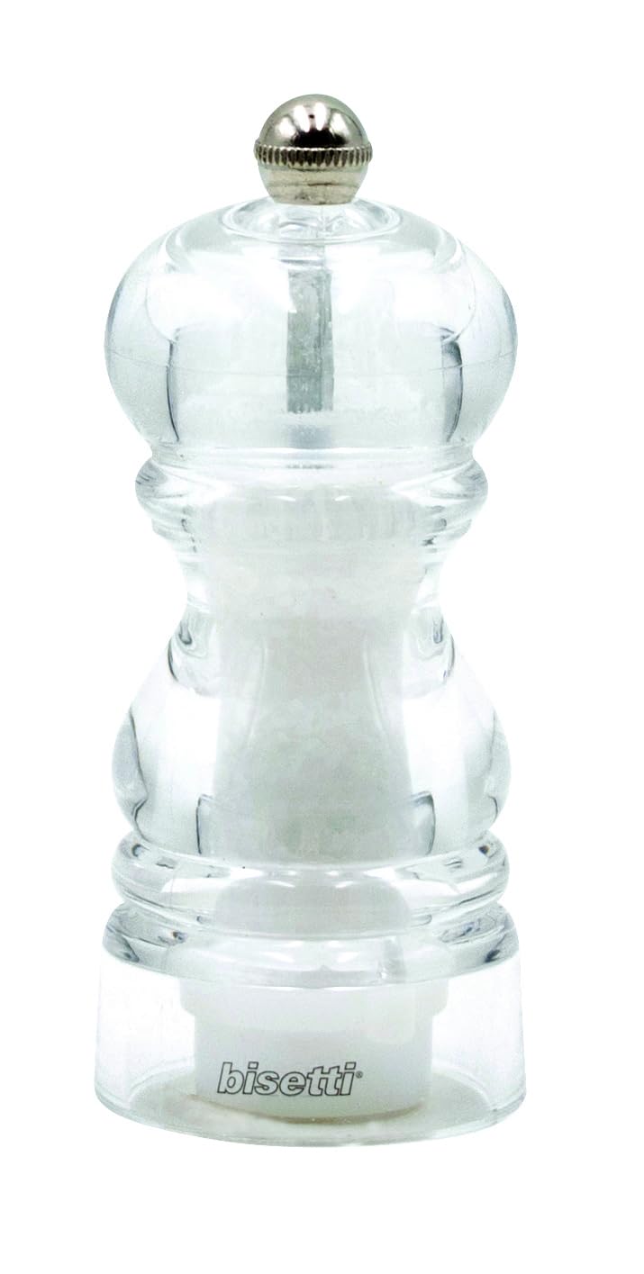 Moulin à sel Bisetti 8410S acrylique transparent de 12 cm pour table