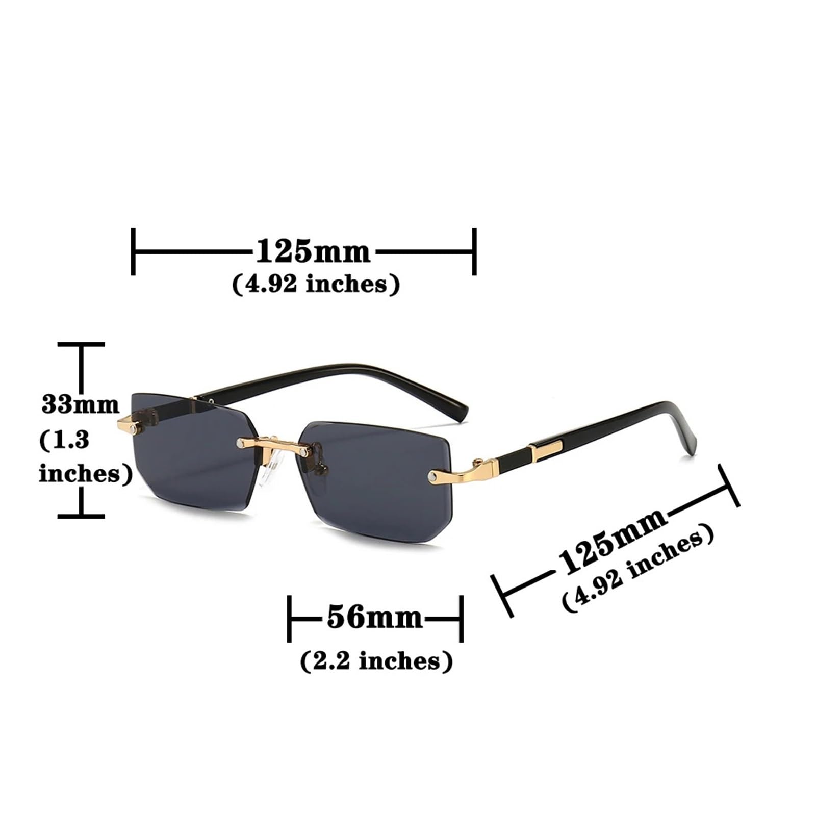Gafas de sol rectangulares sin montura for hombres y mujeres