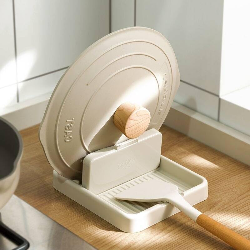 2 unidades de soporte para cucharas de cocina, soporte para cucharas con soporte para tapa, soporte para tapa de olla y cuchara, soporte multifuncional para utensilios de cocina